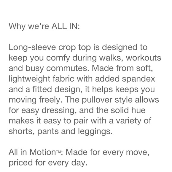 Women’s Long Sleeve Crop Top by all in motion - Picture 7 of 7